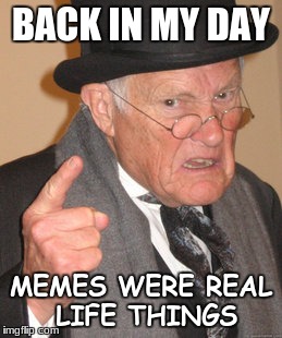 Back In My Day | BACK IN MY DAY; MEMES WERE REAL LIFE THINGS | image tagged in memes,back in my day,life,real | made w/ Imgflip meme maker