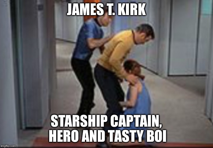 Job promotion | JAMES T. KIRK STARSHIP CAPTAIN, HERO AND TASTY BOI | image tagged in job promotion | made w/ Imgflip meme maker