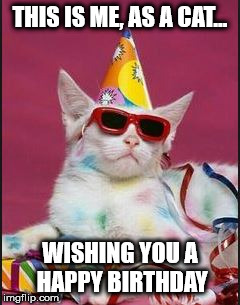 Birthday Cat | THIS IS ME, AS A CAT... WISHING YOU A HAPPY BIRTHDAY | image tagged in birthday,cat | made w/ Imgflip meme maker