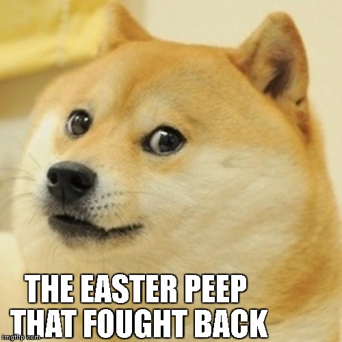 Doge | THE EASTER PEEP THAT FOUGHT BACK | image tagged in memes,doge | made w/ Imgflip meme maker