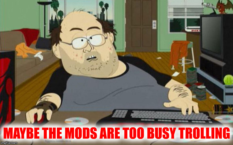 MAYBE THE MODS ARE TOO BUSY TROLLING | made w/ Imgflip meme maker
