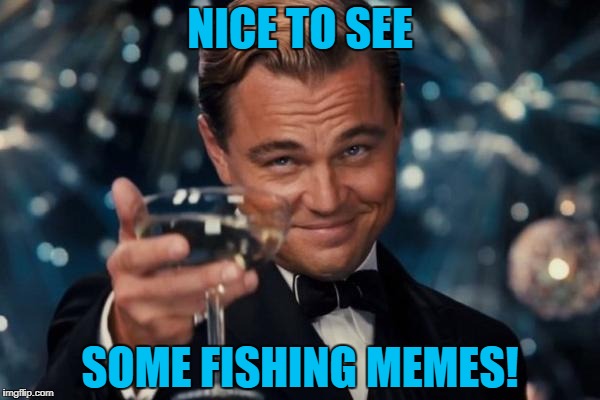 Leonardo Dicaprio Cheers Meme | NICE TO SEE SOME FISHING MEMES! | image tagged in memes,leonardo dicaprio cheers | made w/ Imgflip meme maker