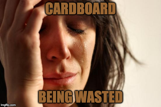 First World Problems Meme | CARDBOARD BEING WASTED | made w/ Imgflip meme maker