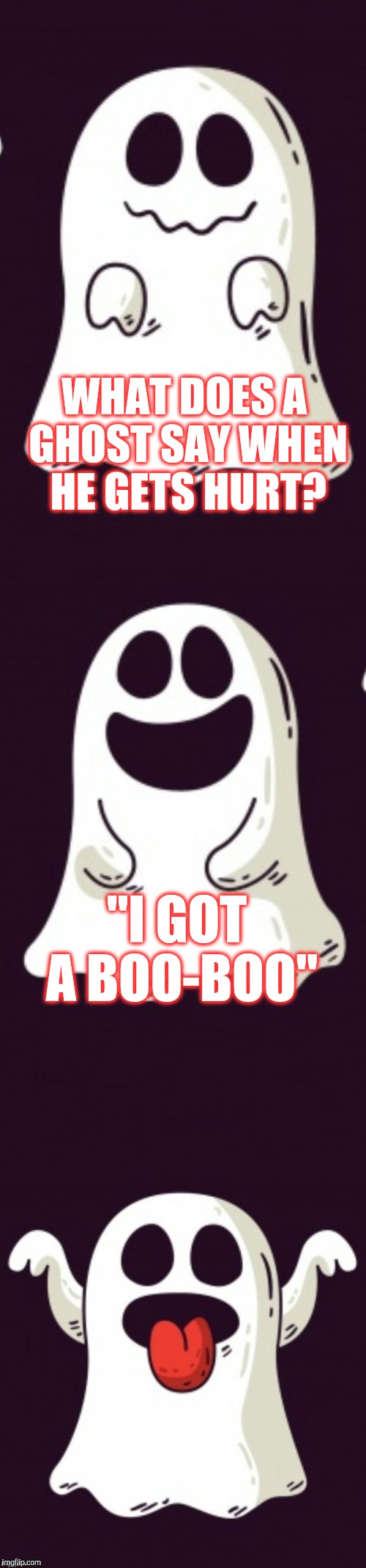 Ghost Week, Jan. 21-27, A LaurynFlint Event! | WHAT DOES A GHOST SAY WHEN HE GETS HURT? "I GOT A BOO-BOO" | image tagged in ghost joke template,jbmemegeek,ghost week,ghosts,bad puns | made w/ Imgflip meme maker