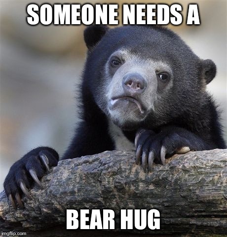 Confession Bear Meme | SOMEONE NEEDS A BEAR HUG | image tagged in memes,confession bear | made w/ Imgflip meme maker