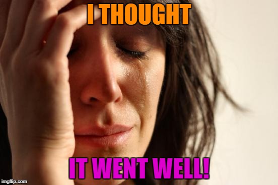 First World Problems Meme | I THOUGHT IT WENT WELL! | image tagged in memes,first world problems | made w/ Imgflip meme maker