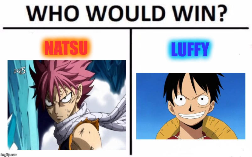 Who Would Win? Meme | NATSU; LUFFY | image tagged in memes,who would win | made w/ Imgflip meme maker