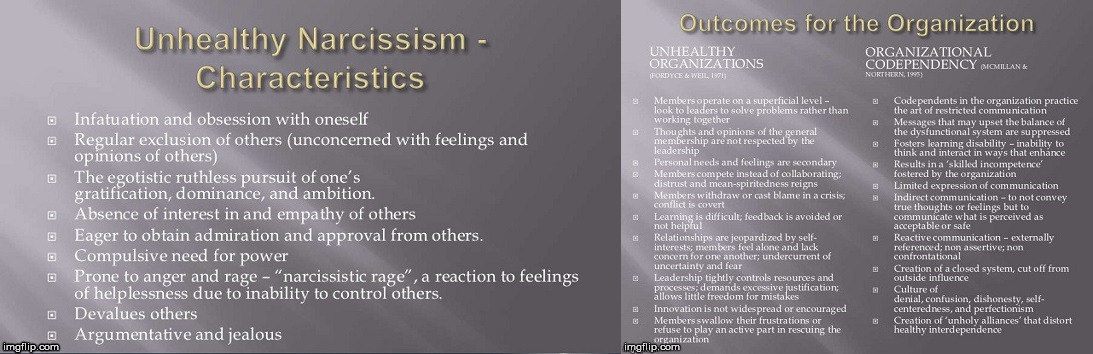 Unhealthy Narcissism and outcomes for unhealthy collective narcissism. | image tagged in unhealthy narcissism,collective narcissism,co narcissism | made w/ Imgflip meme maker