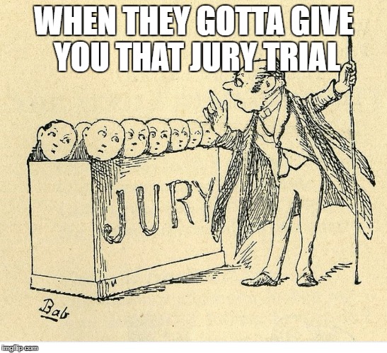 WHEN THEY GOTTA GIVE YOU THAT JURY TRIAL | image tagged in idk | made w/ Imgflip meme maker