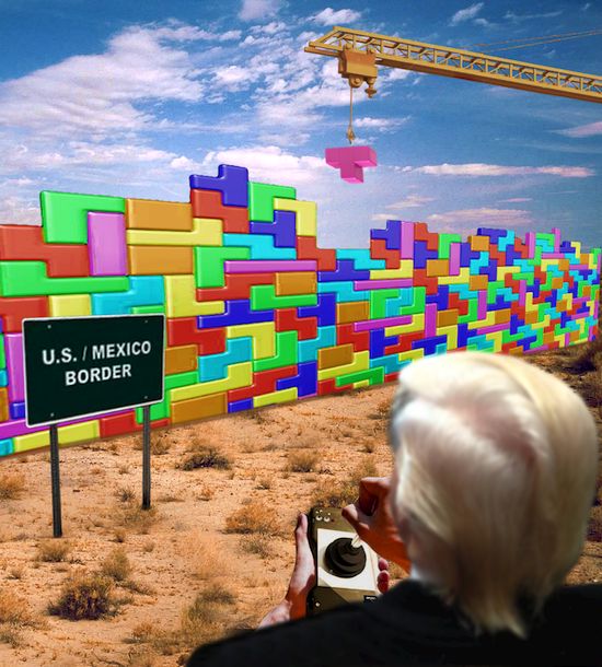 High Quality Trump Tetris Border Wallith Blank Meme Template