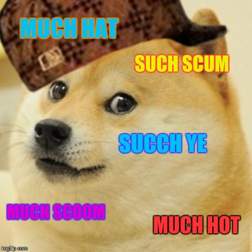 Scumbag Doge | MUCH HAT; SUCH SCUM; SUCCH YE; MUCH SCOOM; MUCH HOT | image tagged in scumbag,doge | made w/ Imgflip meme maker