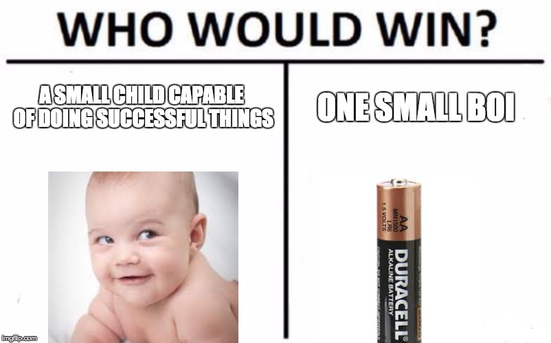Who Would Win? | A SMALL CHILD CAPABLE OF DOING SUCCESSFUL THINGS; ONE SMALL BOI | image tagged in memes,who would win | made w/ Imgflip meme maker
