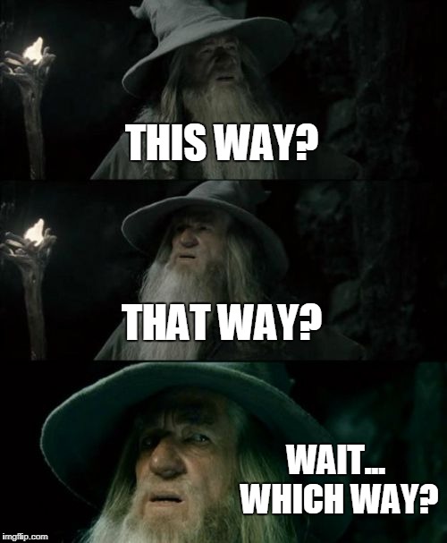 Confused Gandalf Meme | THIS WAY? THAT WAY? WAIT... WHICH WAY? | image tagged in memes,confused gandalf | made w/ Imgflip meme maker