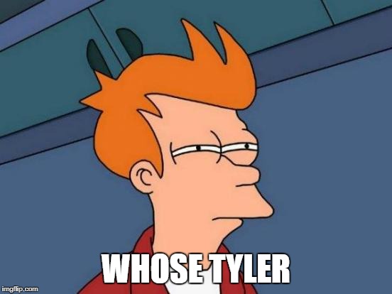Futurama Fry Meme | WHOSE TYLER | image tagged in memes,futurama fry | made w/ Imgflip meme maker