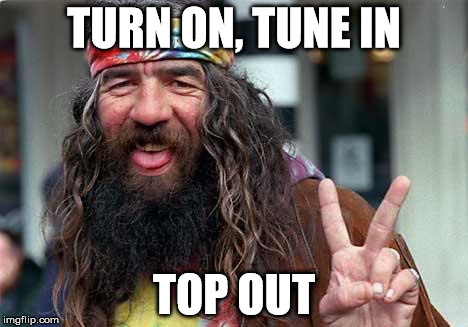 Annoying Hippie # 1 | TURN ON, TUNE IN; TOP OUT | image tagged in annoying hippie  1 | made w/ Imgflip meme maker