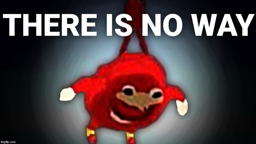 hanging knuckles   ( there is a wae ) | image tagged in ugandan knuckles,hanging,de wae | made w/ Imgflip meme maker