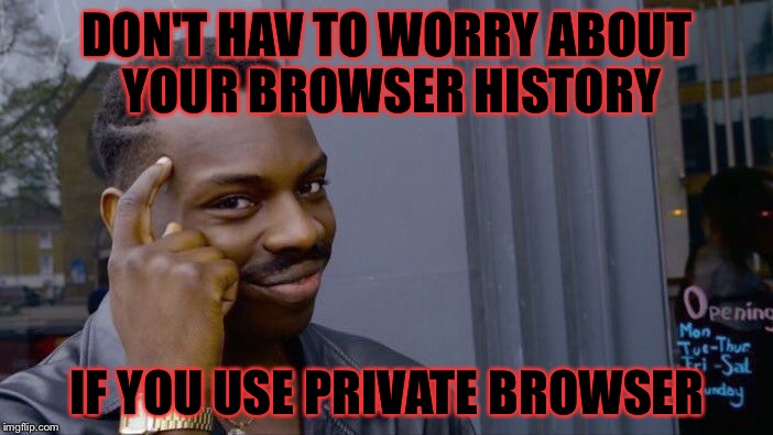 Roll Safe Think About It Meme | DON'T HAV TO WORRY ABOUT YOUR BROWSER HISTORY; IF YOU USE PRIVATE BROWSER | image tagged in memes,roll safe think about it,meme,browser history | made w/ Imgflip meme maker