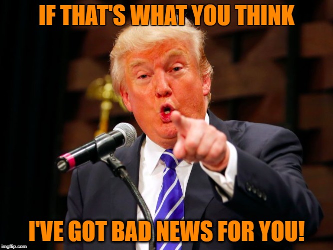 trump point | IF THAT'S WHAT YOU THINK I'VE GOT BAD NEWS FOR YOU! | image tagged in trump point | made w/ Imgflip meme maker