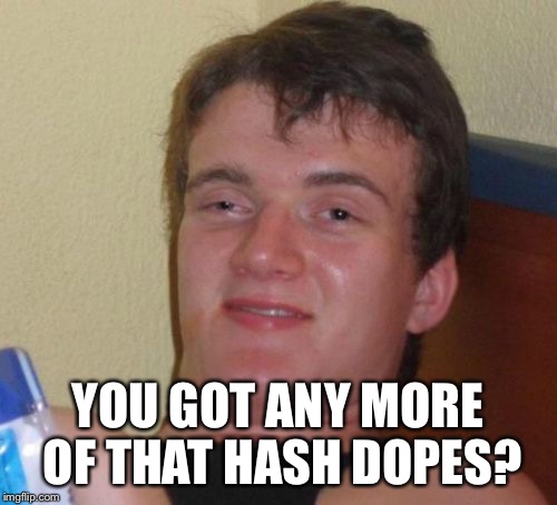 10 Guy Meme | YOU GOT ANY MORE OF THAT HASH DOPES? | image tagged in memes,10 guy | made w/ Imgflip meme maker
