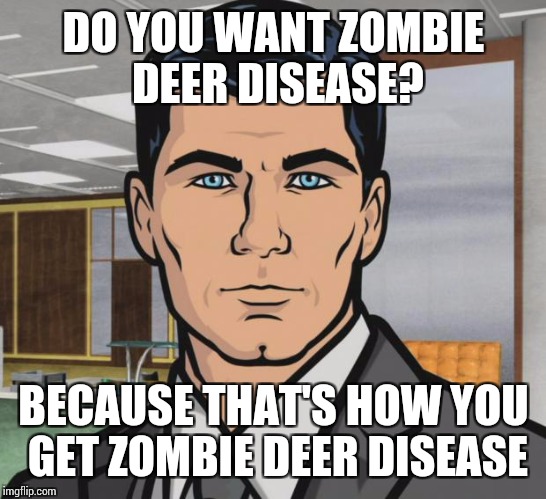 Archer Meme | DO YOU WANT ZOMBIE DEER DISEASE? BECAUSE THAT'S HOW YOU GET ZOMBIE DEER DISEASE | image tagged in memes,archer | made w/ Imgflip meme maker