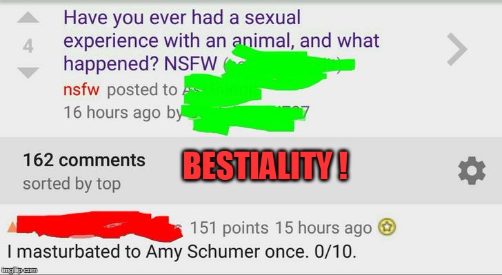 gross | BESTIALITY ! | image tagged in bestiality,nsfw | made w/ Imgflip meme maker