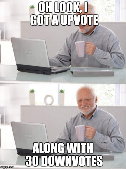 Old guy pc | OH LOOK, I GOT A UPVOTE; ALONG WITH 30 DOWNVOTES | image tagged in old guy pc | made w/ Imgflip meme maker