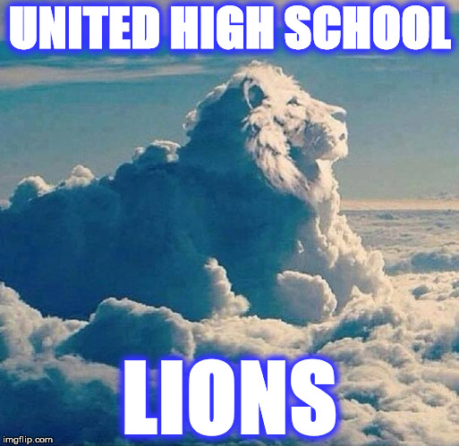 UNITED HIGH SCHOOL; LIONS | image tagged in lion | made w/ Imgflip meme maker