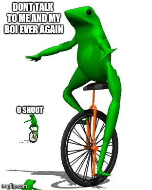 Dat Boi | DONT TALK TO ME AND MY BOI EVER AGAIN; O SHOOT | image tagged in memes,dat boi | made w/ Imgflip meme maker