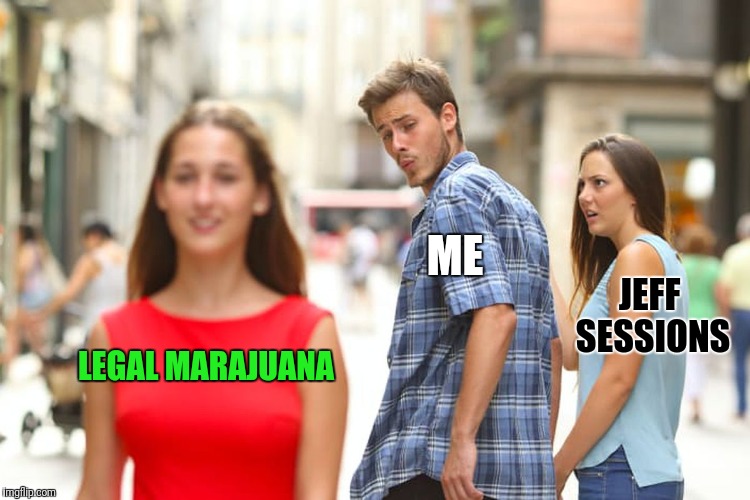 "Prohibition goes beyond the principals of which this great nation was founded upon by making a crime of a man's appetite" Abe L | ME; JEFF SESSIONS; LEGAL MARAJUANA | image tagged in memes,distracted boyfriend,justjeff,funny memes,jeff sessions,so true memes | made w/ Imgflip meme maker