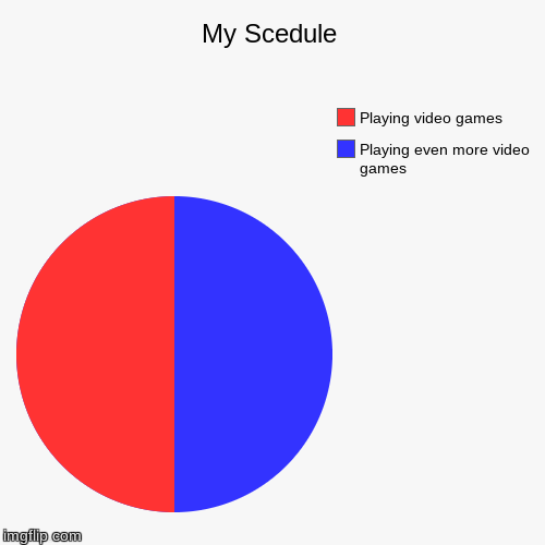 My Scedule | Playing even more video games, Playing video games | image tagged in funny,pie charts | made w/ Imgflip chart maker