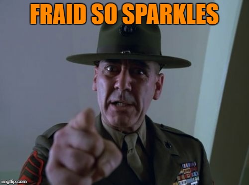 sarge  | FRAID SO SPARKLES | image tagged in sarge | made w/ Imgflip meme maker