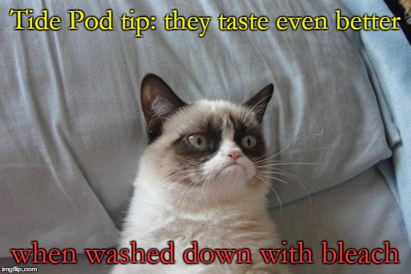 Tide Pod tip: they taste even better when washed down with bleach | made w/ Imgflip meme maker
