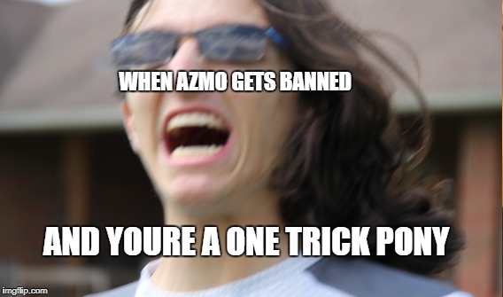 Heros of the storm rage | WHEN AZMO GETS BANNED; AND YOURE A ONE TRICK PONY | image tagged in hots | made w/ Imgflip meme maker