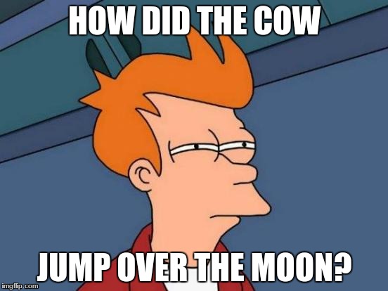 Futurama Fry Meme | HOW DID THE COW; JUMP OVER THE MOON? | image tagged in memes,futurama fry | made w/ Imgflip meme maker