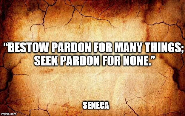 background |  “BESTOW PARDON FOR MANY THINGS; SEEK PARDON FOR NONE.”; SENECA | image tagged in background | made w/ Imgflip meme maker