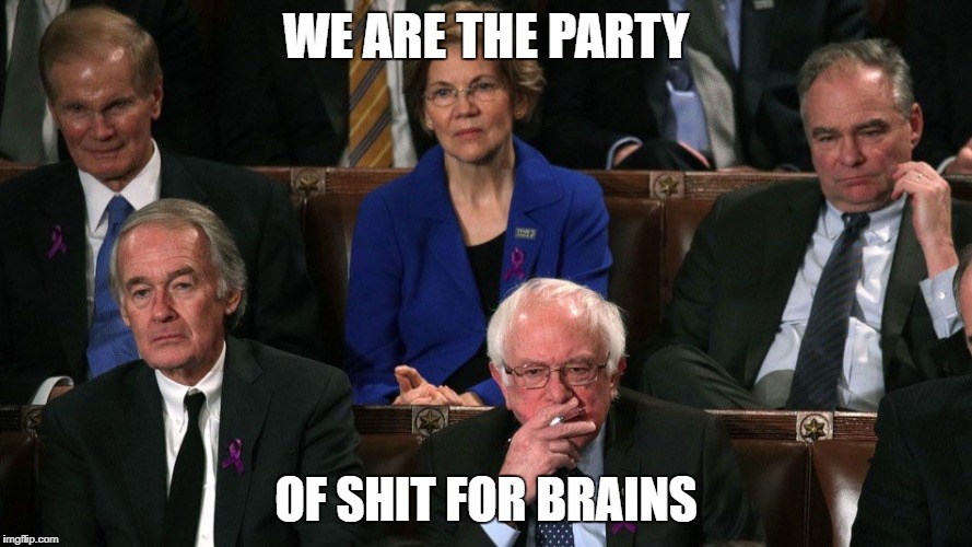 shit for brains | WE ARE THE PARTY; OF SHIT FOR BRAINS | image tagged in butthurt | made w/ Imgflip meme maker