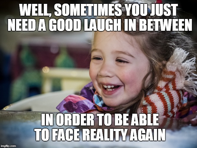 WELL, SOMETIMES YOU JUST NEED A GOOD LAUGH IN BETWEEN IN ORDER TO BE ABLE TO FACE REALITY AGAIN | made w/ Imgflip meme maker