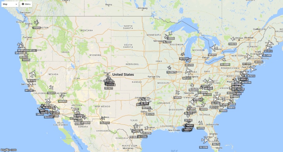 Mil Aircraft over USA currently