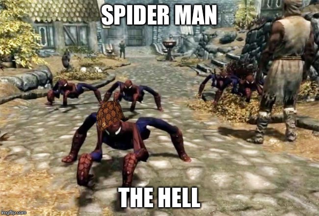 Skyrim mod | SPIDER MAN; THE HELL | image tagged in skyrim mod,scumbag | made w/ Imgflip meme maker