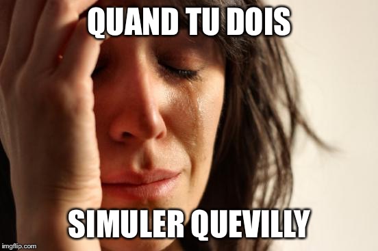 First World Problems Meme | QUAND TU DOIS; SIMULER QUEVILLY | image tagged in memes,first world problems | made w/ Imgflip meme maker