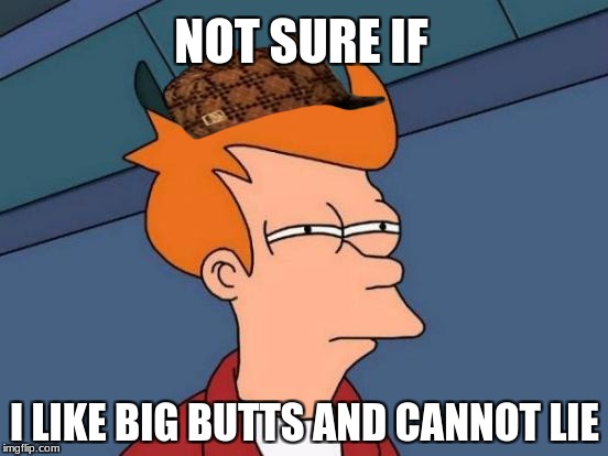 Futurama Fry Meme | NOT SURE IF; I LIKE BIG BUTTS AND CANNOT LIE | image tagged in memes,futurama fry,scumbag | made w/ Imgflip meme maker