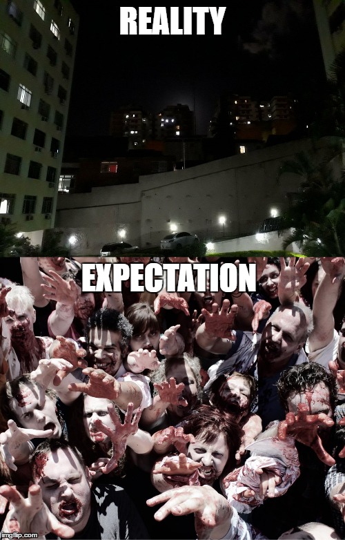 Super Blood Mon: Reality vs Expectation | image tagged in astronomy,zombies,reality | made w/ Imgflip meme maker