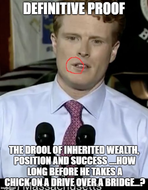 Droolennedy | DEFINITIVE PROOF; THE DROOL OF INHERITED WEALTH, POSITION AND SUCCESS
....HOW LONG BEFORE HE TAKES A CHICK ON A DRIVE OVER A BRIDGE...? | image tagged in droolennedy,stupid liberals,liberals,democrat party | made w/ Imgflip meme maker