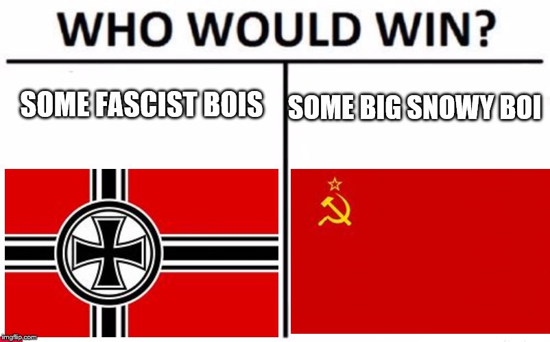 Who Would Win? Meme | SOME FASCIST BOIS; SOME BIG SNOWY BOI | image tagged in memes,who would win | made w/ Imgflip meme maker