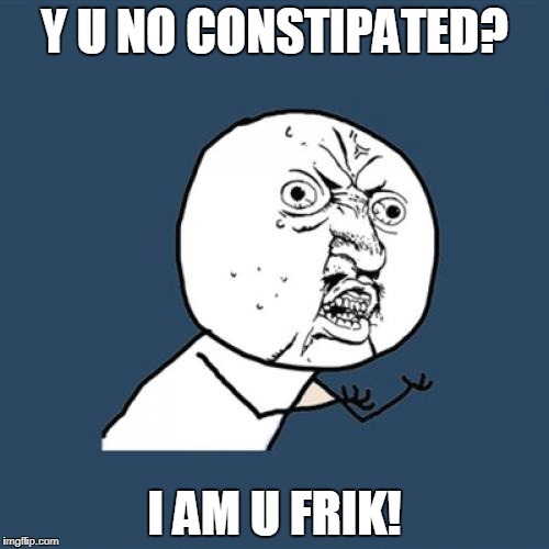 Y U NO? | Y U NO CONSTIPATED? I AM U FRIK! | image tagged in memes,y u no | made w/ Imgflip meme maker