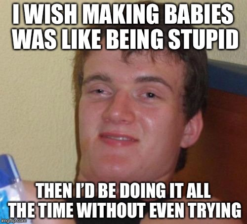 10 Guy Meme | I WISH MAKING BABIES WAS LIKE BEING STUPID; THEN I’D BE DOING IT ALL THE TIME WITHOUT EVEN TRYING | image tagged in memes,10 guy | made w/ Imgflip meme maker