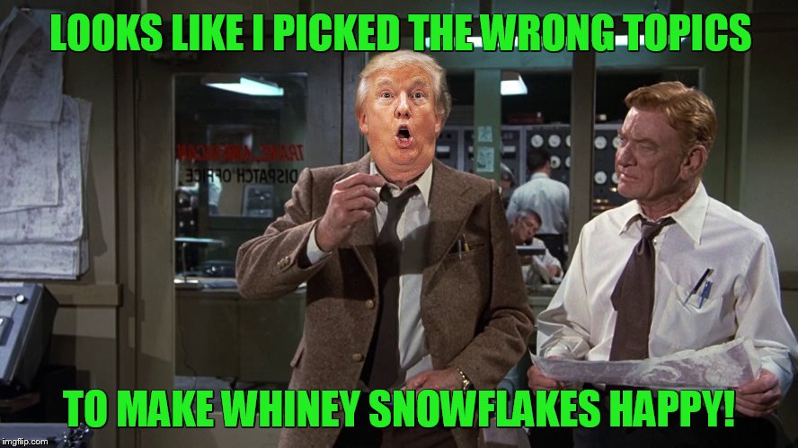 LOOKS LIKE I PICKED THE WRONG TOPICS TO MAKE WHINEY SNOWFLAKES HAPPY! | made w/ Imgflip meme maker