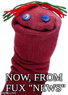sock puppet | NOW, FROM FUX "NEWS" | image tagged in sock puppet | made w/ Imgflip meme maker