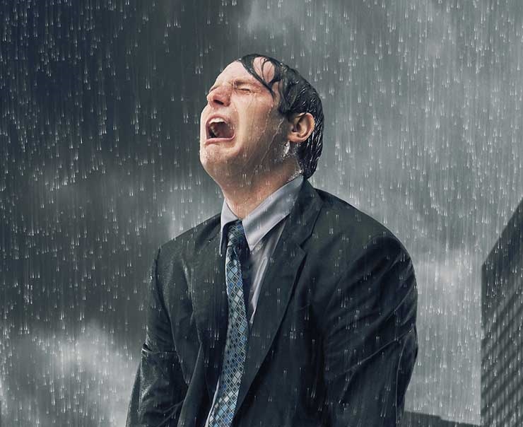 Crying Business rain Blank Meme Template