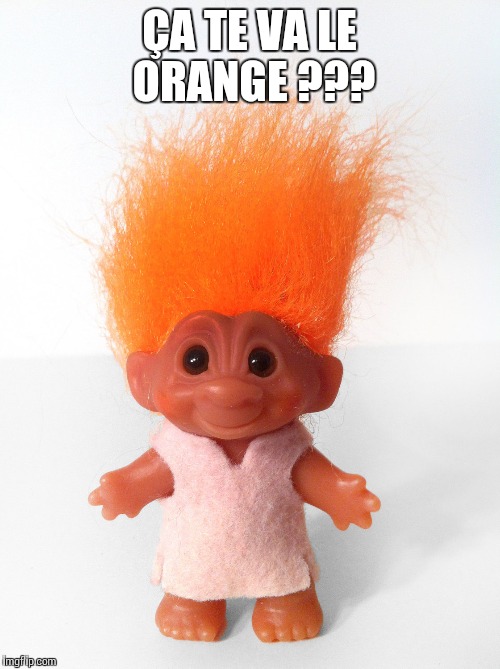 Troll doll | ÇA TE VA LE ORANGE ??? | image tagged in troll doll | made w/ Imgflip meme maker